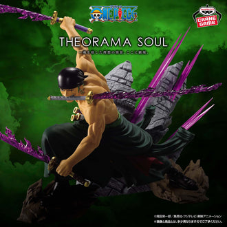 Banpresto Theorama Soul Roronoa Zoro diorama figure with purple slash effects – official image
