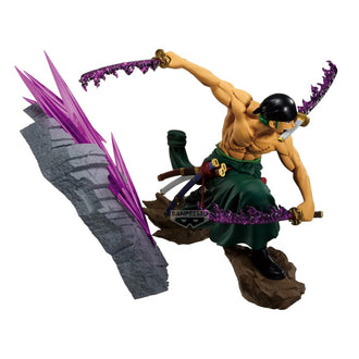Banpresto Theorama Soul Roronoa Zoro diorama figure with purple slash effects – alternate angle