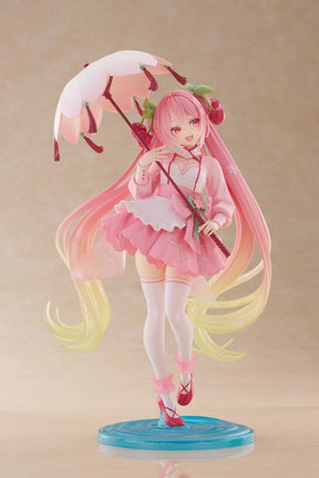 Hatsune Miku AMP PVC Statue – Newly Written Sakura Miku Sakura Dress Ver. (21cm)